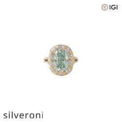 5.97 Carat Radiant Cut Lab Grown Blue-Green Diamond Pendant-Ring - Silveroni