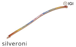 6.00-6.50 Carat Princess Cut Multi-Colored Sapphire Tennis Bracelet in 18kt Rose Gold - 3