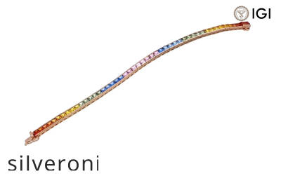 6.00-6.50 Carat Princess Cut Multi-Colored Sapphire Tennis Bracelet in 18kt Rose Gold - 3