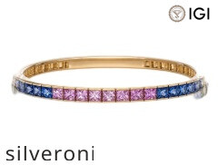 6.00-6.50 Carat Princess Cut Multi-Colored Sapphire Tennis Bracelet in 18kt Rose Gold - 4