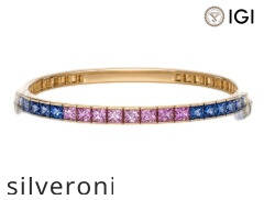 6.00-6.50 Carat Princess Cut Multi-Colored Sapphire Tennis Bracelet in 18kt Rose Gold - 4
