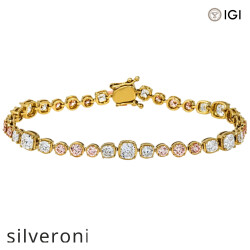 6.31 Carat Cushion Lab Grown Diamond Bracelet in 18KT Yellow Gold - Silveroni