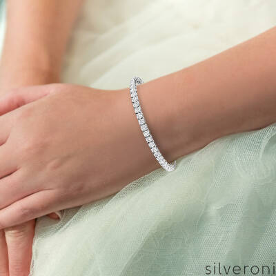 6ct Lab Diamond Tennis Bracelet D/VVS Brilliant Set in 18k by Silveroni - 3