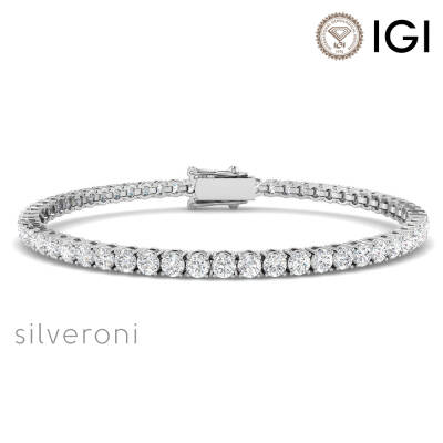 6ct Lab Diamond Tennis Bracelet D/VVS Brilliant Set in 18k by Silveroni - 1