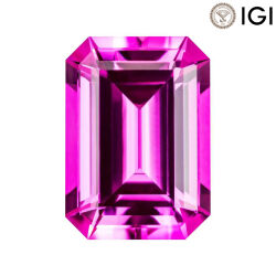 7.06 Carat Emerald Cut Lab-Created Pink Sapphire - Silveroni