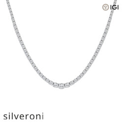 7 Carat Round Lab Grown Diamond Tennis Necklace in 14K White Gold - Silveroni