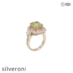 7.07 Carat Cushion Cut Lab Grown Green Diamond Three-Stone Ring - 2