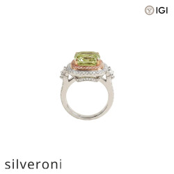 7.07 Carat Cushion Cut Lab Grown Green Diamond Three-Stone Ring - 3