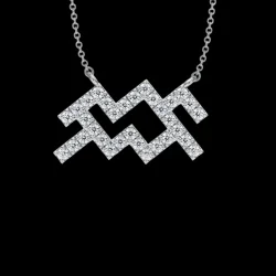 Aquarius Zodiac Sign Diamond Necklace, IGI Lab-Grown 18K - 2