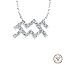 Aquarius Zodiac Sign Diamond Necklace, IGI Lab-Grown 18K - 1