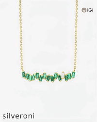 Bold Emerald Bar Pendant in 18K Yellow Gold - Silveroni