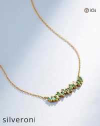 Bold Emerald Bar Pendant in 18K Yellow Gold - 2