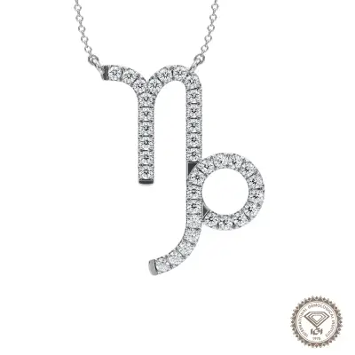 Capricorn Zodiac Sign Diamond Necklace, IGI Lab-Grown 18K - 1