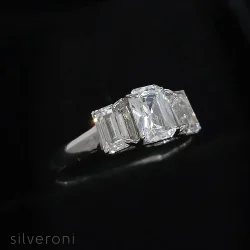 Classic Emerald Trio Lab Grown Diamond Ring | Sustainable Elegance by Silveroni - 2