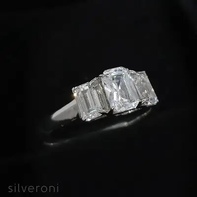 Classic Emerald Trio Lab Grown Diamond Ring | Sustainable Elegance by Silveroni - 2