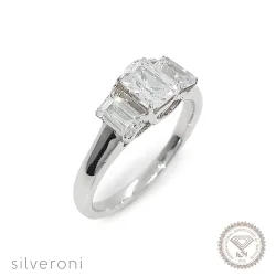 Classic Emerald Trio Lab Grown Diamond Ring | Sustainable Elegance by Silveroni - 1