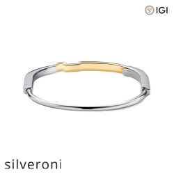 Cushion Cut Excellent White Gold Bangle with Half Pavé Diamonds - 2