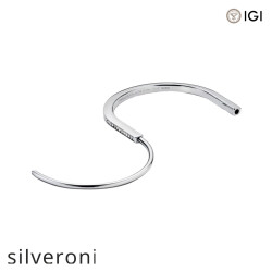 Cushion Cut Excellent White Gold Bangle with Half Pavé Diamonds - 4
