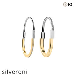 Cushion Cut Excellent White Gold Bangle with Half Pavé Diamonds - 5