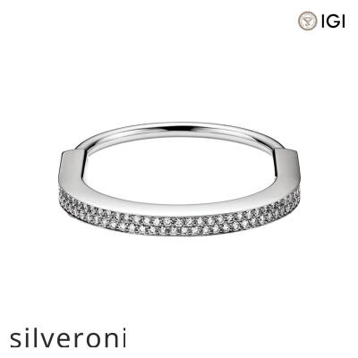 Cushion Cut Full Pavé Diamond Bangle in White Gold - 2