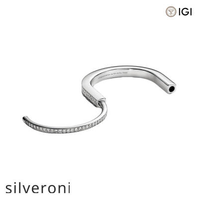 Cushion Cut Full Pavé Diamond Bangle in White Gold - 3