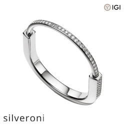 Cushion Cut Full Pavé Diamond Bangle in White Gold - 4
