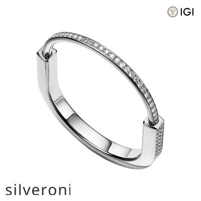 Cushion Cut Full Pavé Diamond Bangle in White Gold - 4