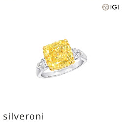 Cushion Cut Yellow Diamond Engagement Ring - Silveroni