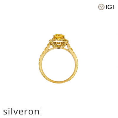 Cushion Cut Yellow Lab Grown Diamond Engagement Ring - 3