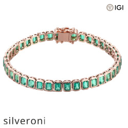 D Color Emerald Cut Lab Grown Diamond Charm Bracelet in 10K Solid Gold - Silveroni
