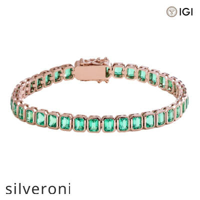 D Color Emerald Cut Lab Grown Diamond Charm Bracelet in 10K Solid Gold - 2
