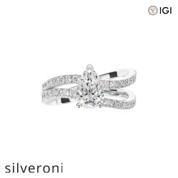 D/E Color Pear Lab Grown Diamond Solitaire Ring - Silveroni