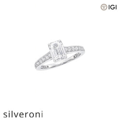 Emerald Cut Diamond Engagement Ring with Pavé Band - Silveroni