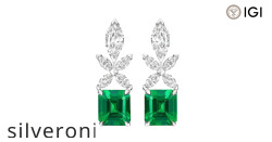 Emerald-Cut Emerald and Diamond Earrings in 18K White Gold - 1
