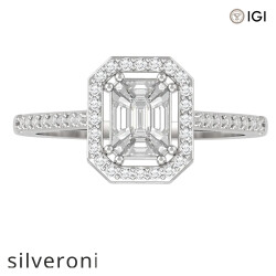 Emerald Cut VVS Clarity Diamond Halo Engagement Ring - 2