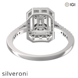Emerald Cut VVS Clarity Diamond Halo Engagement Ring - 3