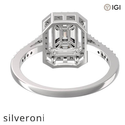 Emerald Cut VVS Clarity Diamond Halo Engagement Ring - 3