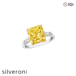 Emerald Cut Yellow Diamond Engagement Ring - Silveroni
