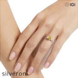 Emerald Cut Yellow Diamond Engagement Ring - 2