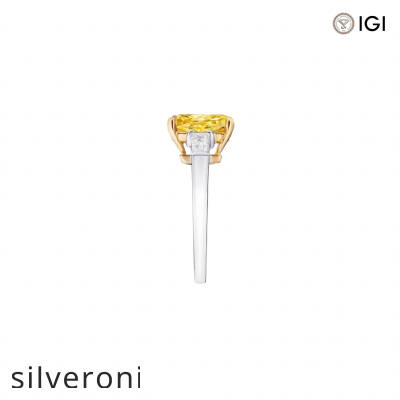 Emerald Cut Yellow Diamond Engagement Ring - 3