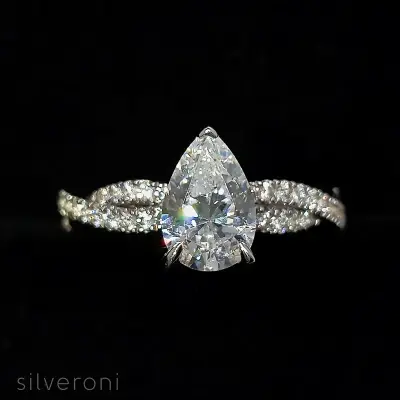 Emerald Elegance Pavé Lab Grown Diamond Ring | Sustainable Elegance by Silveroni - 2