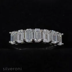 Emerald Lab Grown Diamond Band | Sustainable Elegance by Silveroni - 2