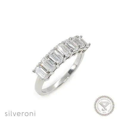 Emerald Lab Grown Diamond Band | Sustainable Elegance by Silveroni - 1