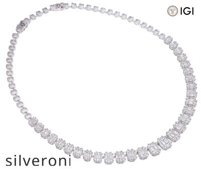 Emerald-Shape Composite Diamond Riviera Choker - 1