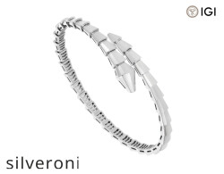 Emerald Shape One-Coil 18kt White Gold Bracelet - Silveroni