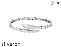 Emerald Shape One-Coil 18kt White Gold Bracelet - 2