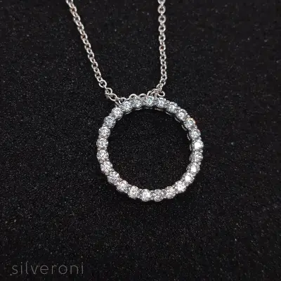 Eternal Circle Lab Grown Diamond Necklace | Silveroni - 2