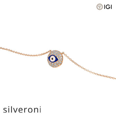 Evil Eye Round Diamond Necklace in 18k Rose Gold - 2