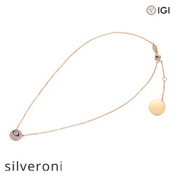 Evil Eye Round Diamond Necklace in 18k Rose Gold - 3