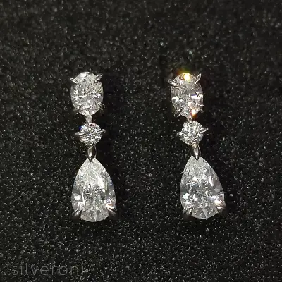 Exquisite 18K Gold Lab Grown Diamond Drop Earrings | Sustainable Luxury by Silveroni - 2